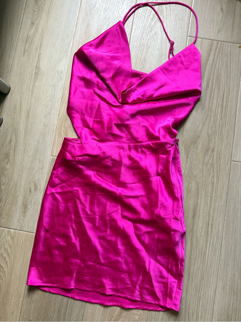 AKIRA Hot Pink Satin Mini Slip Dress
